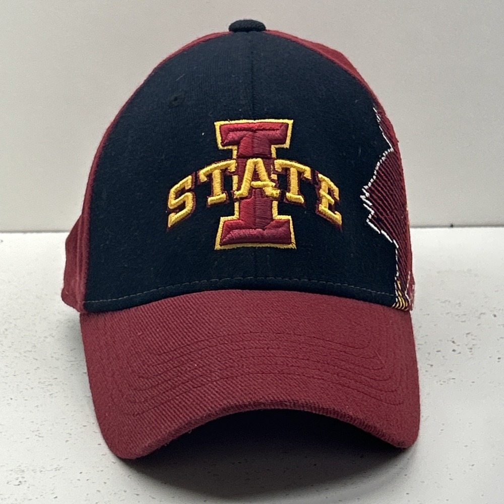 Iowa State Cyclones Hat Cap One Fit Strapback Cardinal Black NCAA Adult OSFA - Picture 3 of 7